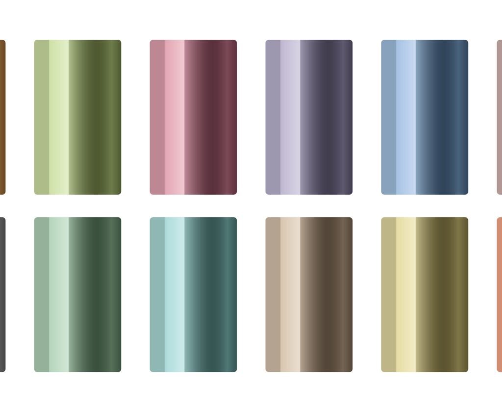 set of metallic gradients in different colors